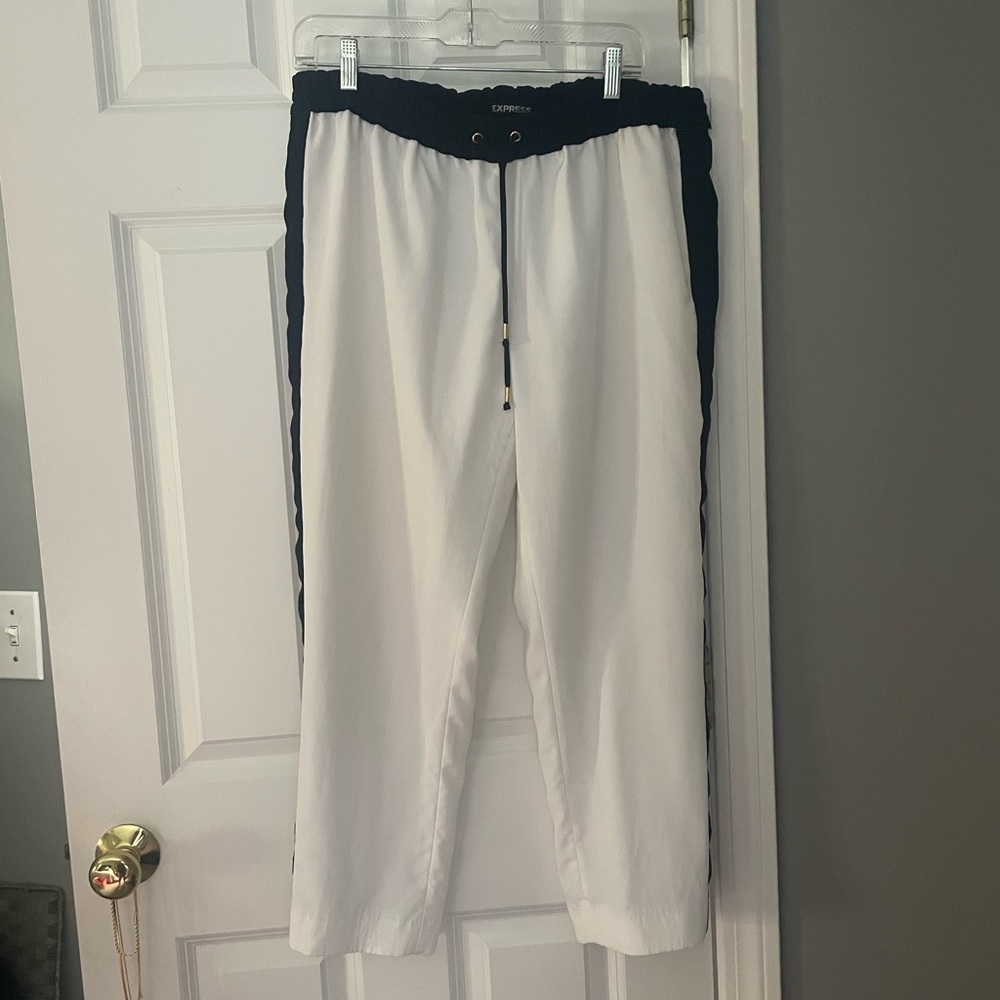 Express White/Black Drawstring Pants - image 1